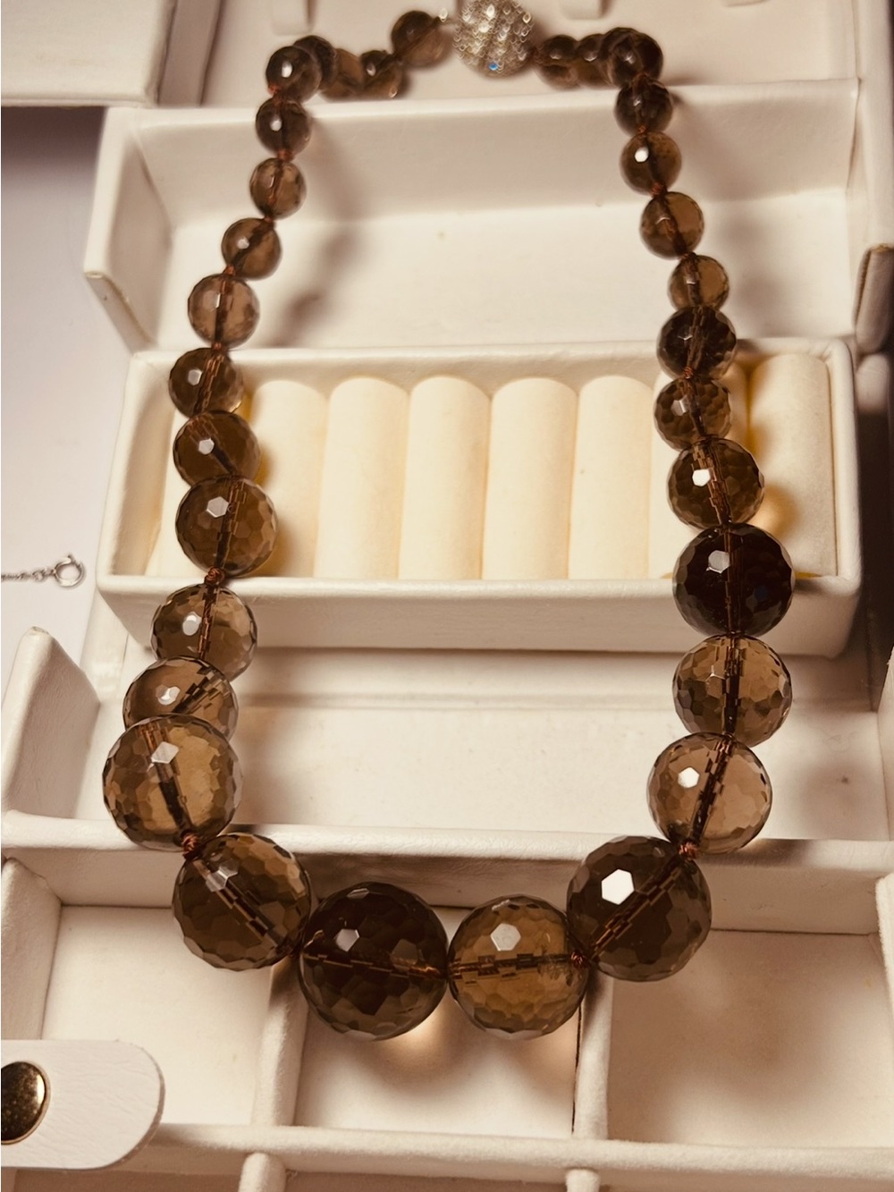 Smoky Quartz Faceted Bead Necklace - Brown 500 cts.  Approximately 20” long
